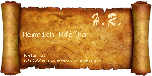 Hemrich Réka névjegykártya